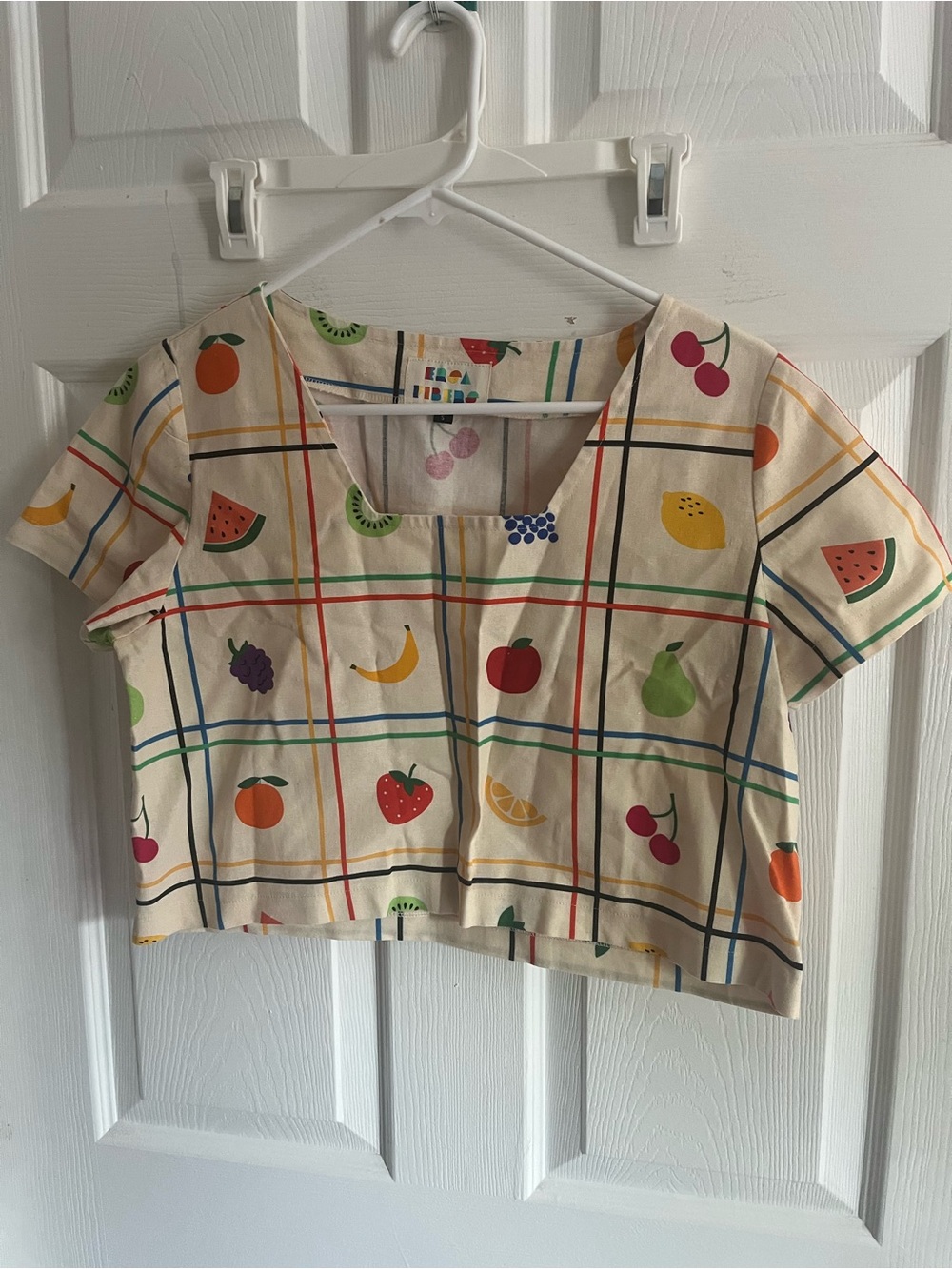 Ersa Fibers Top Frankie Fruit Print Short Sleeve 100% Linen size S - Picture 3 of 8